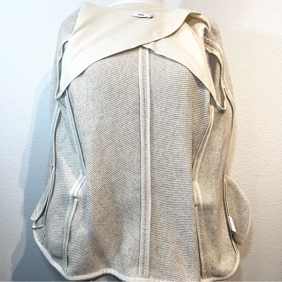 VINCE. Belted Soft Tweed Cotton-Blend Robe Jacket in Cream Beige • Blogger Fav! - Picture 11 of 13